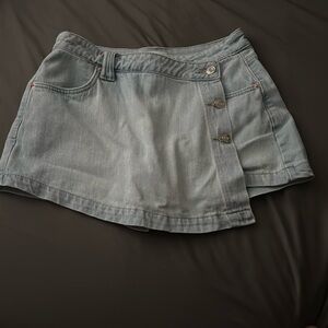 YMI Blue Asymmetrical Wrap Skater Skirt